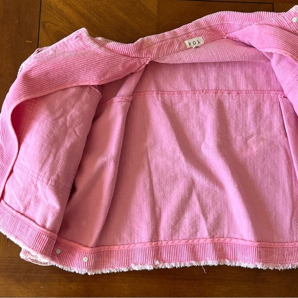 POL Pink Corduroy Oversized Cropped Jacket Size Medium 100% Cotton Shacket - Picture 3 of 13